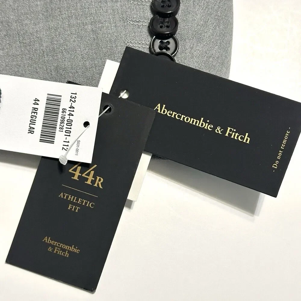 Abercrombie And Fitch Men’s Blazer Coat Jacket Size 44R Athletic Fit Grey A&F
